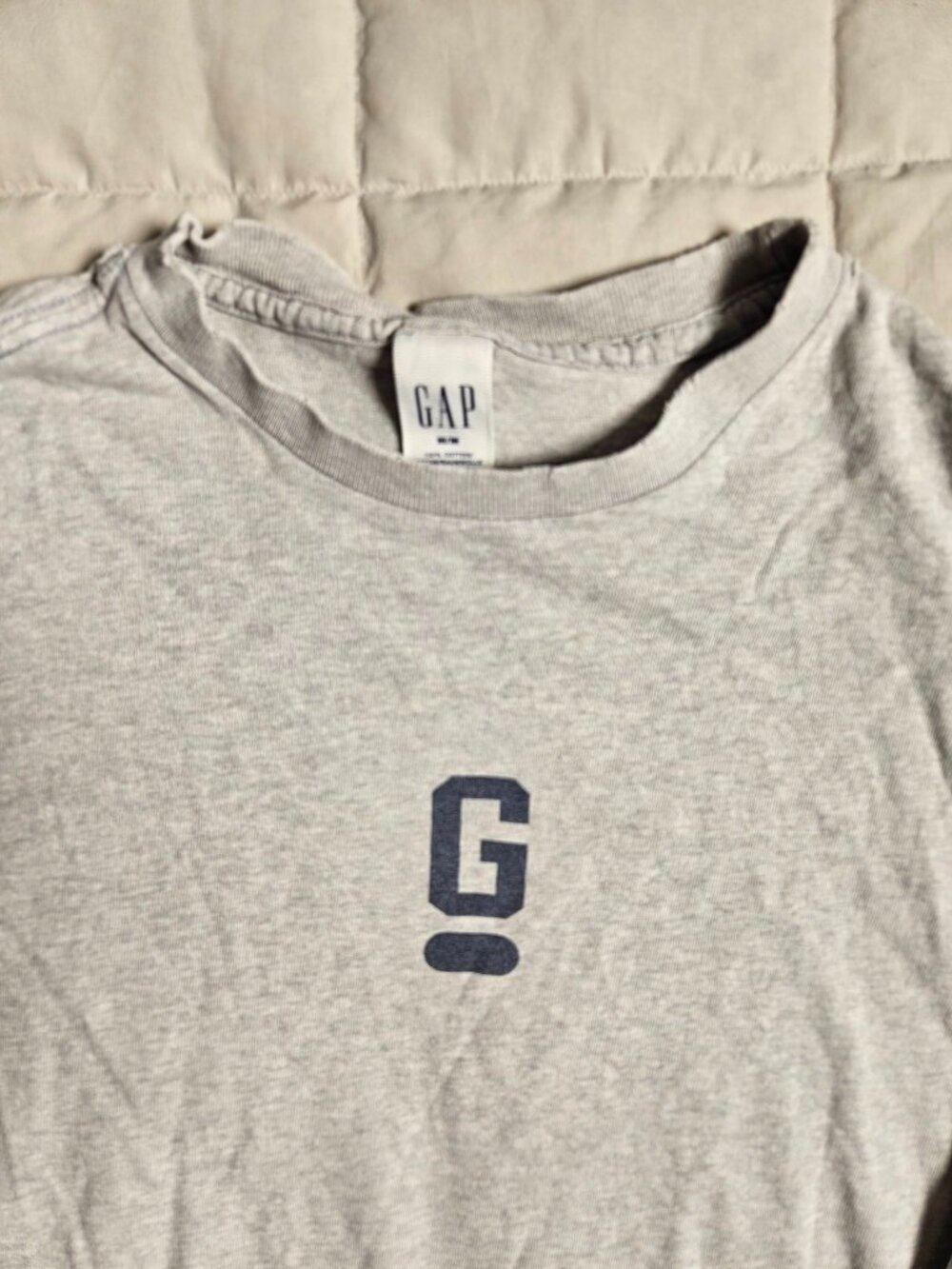 Vintage Gap Long Sleeve Shirt Mens M Gray Logo Sleeve Spellout